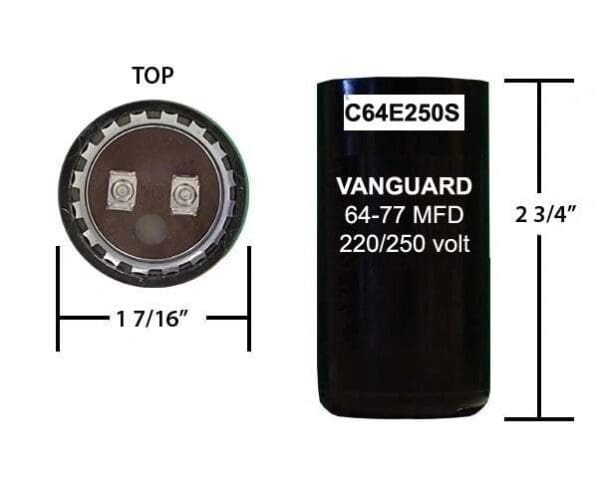 A picture of the size of a black capacitor.