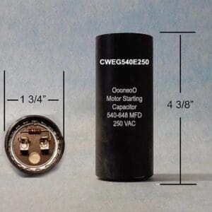 A black cylinder with the size of a button and its measurements.