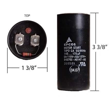 A capacitor is shown with its measurements.