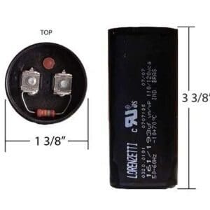 A capacitor is shown with its measurements.