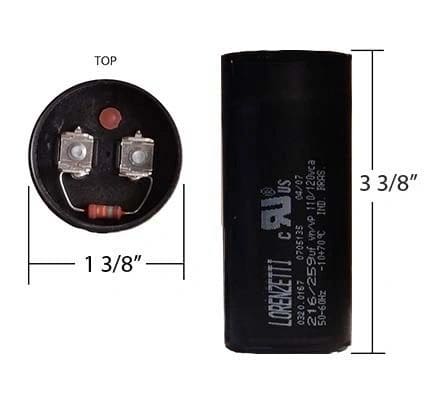 A capacitor is shown with its measurements.