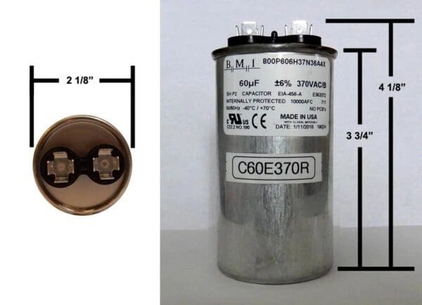 A picture of an air conditioner capacitor.