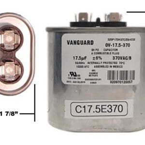 A picture of the dimensions of a capacitor.