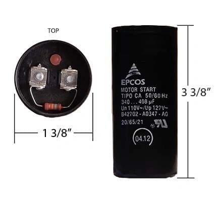 A capacitor is shown with its measurements.