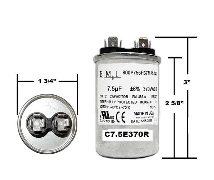 A capacitor is shown with measurements.