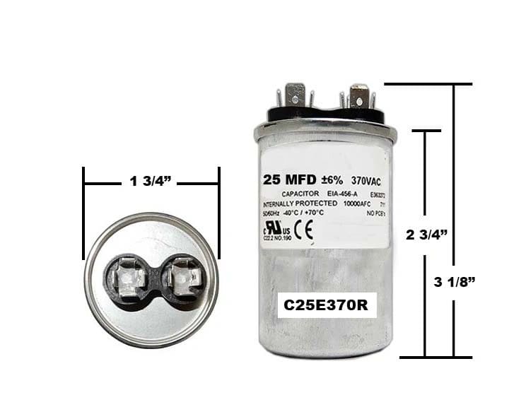 A picture of capacitor for the 3 5 mfd motor.