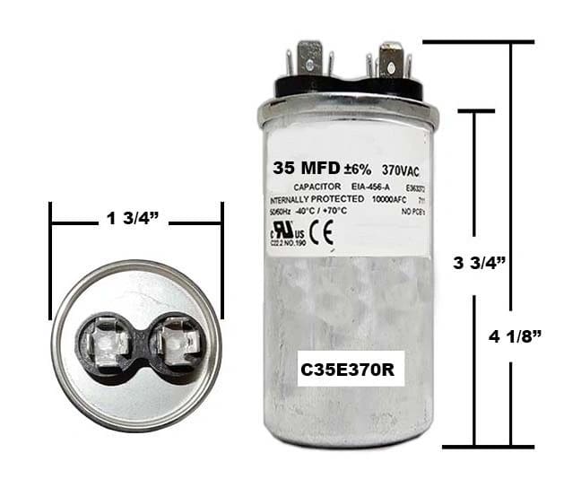 A picture of capacitor for the amf 3 8 mfd