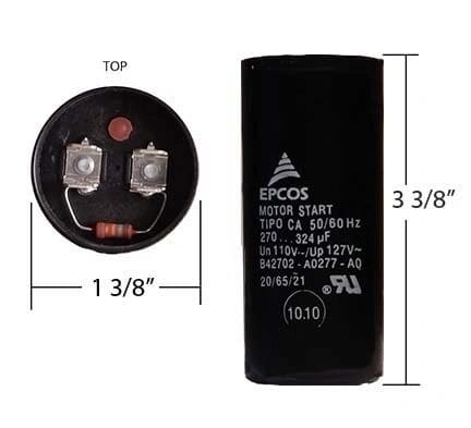 A capacitor is shown with its measurements.