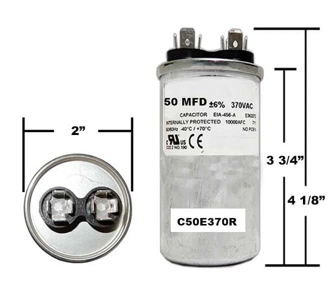 A diagram of an electric motor capacitor.