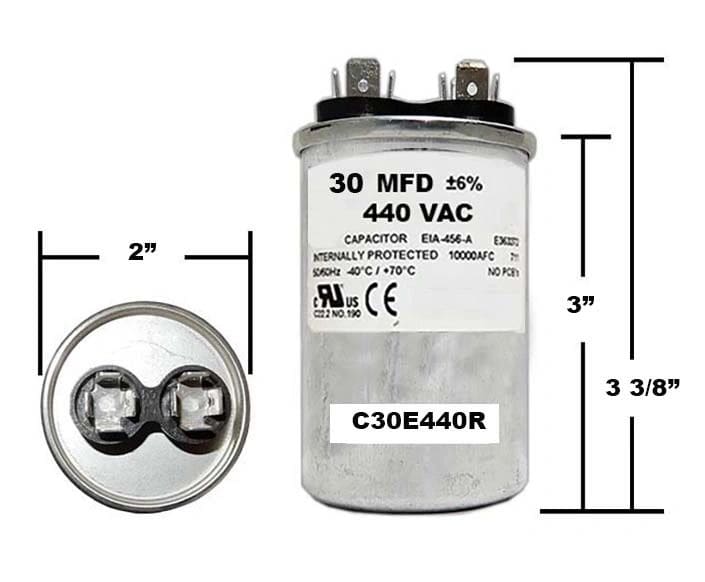 A picture of a capacitor with the measurements.