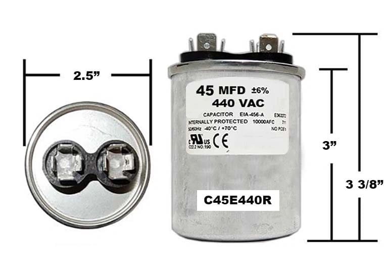 A picture of an electric motor capacitor.