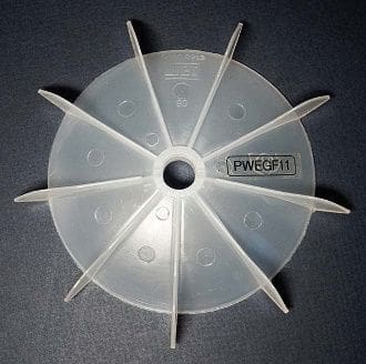 A plastic fan is shown on the floor.