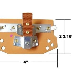 A picture of the side view of a door latch.