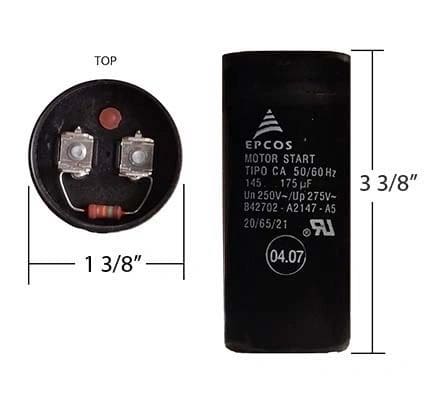 A capacitor is shown with its measurements.