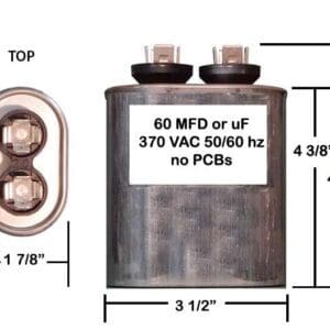 A diagram of a capacitor with the number 6 0 mfd or uf.