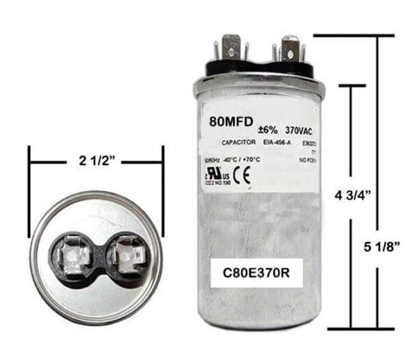 A picture of an electric motor capacitor.