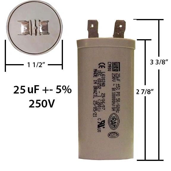 A capacitor is shown with measurements.