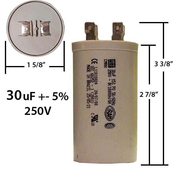 A capacitor is shown with measurements.