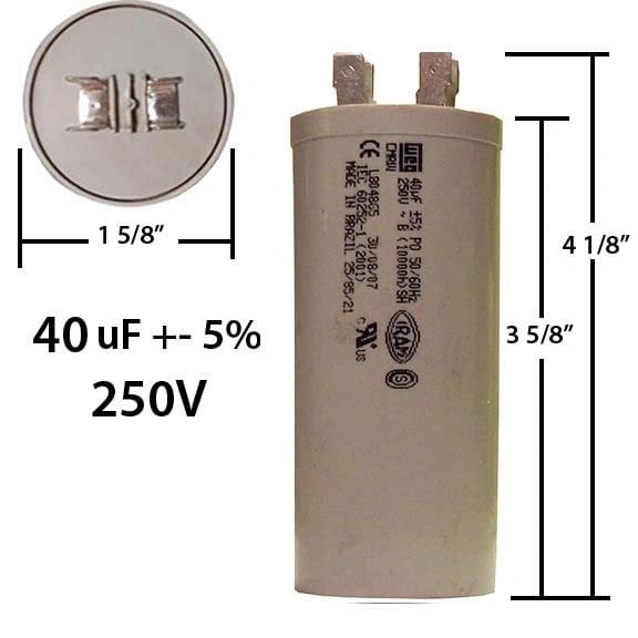 A capacitor is shown with the measurements.