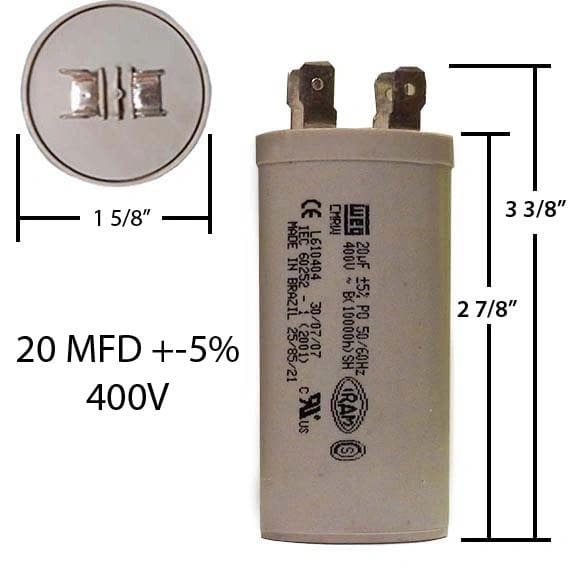 A capacitor is shown with measurements.