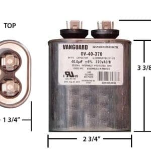 A diagram of a capacitor with the top half and bottom half in it.